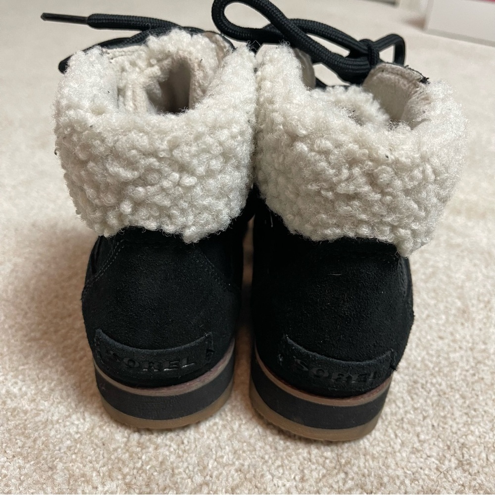 Sorel Harlow Lace Cozy Bootie Black Suede Sz 7 1977351 - Picture 8 of 11